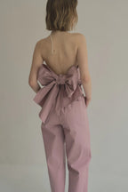 手工三穿綁帶連身褲，四口袋鬆緊腰多變機能造型。