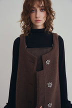 羊絨背心洋裝外套｜可可棕