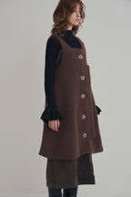 羊絨背心洋裝外套｜可可棕