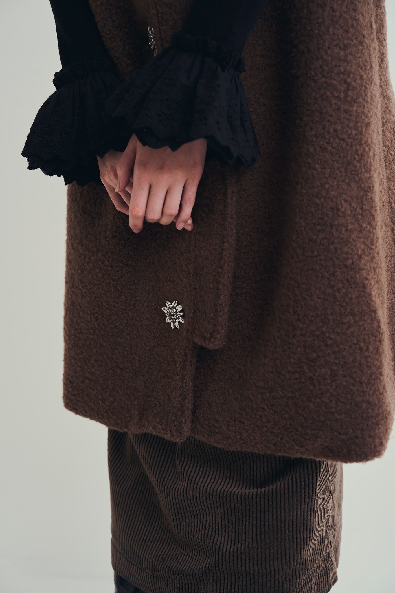 羊絨背心洋裝外套｜可可棕