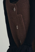 羊絨背心洋裝外套｜可可棕