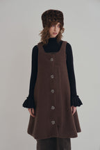 羊絨背心洋裝外套｜可可棕