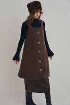 羊絨背心洋裝外套｜可可棕