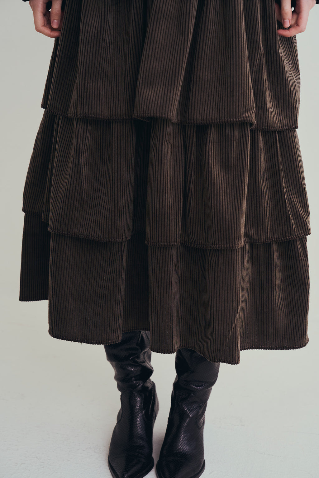 可可棕絨毛蛋糕裙