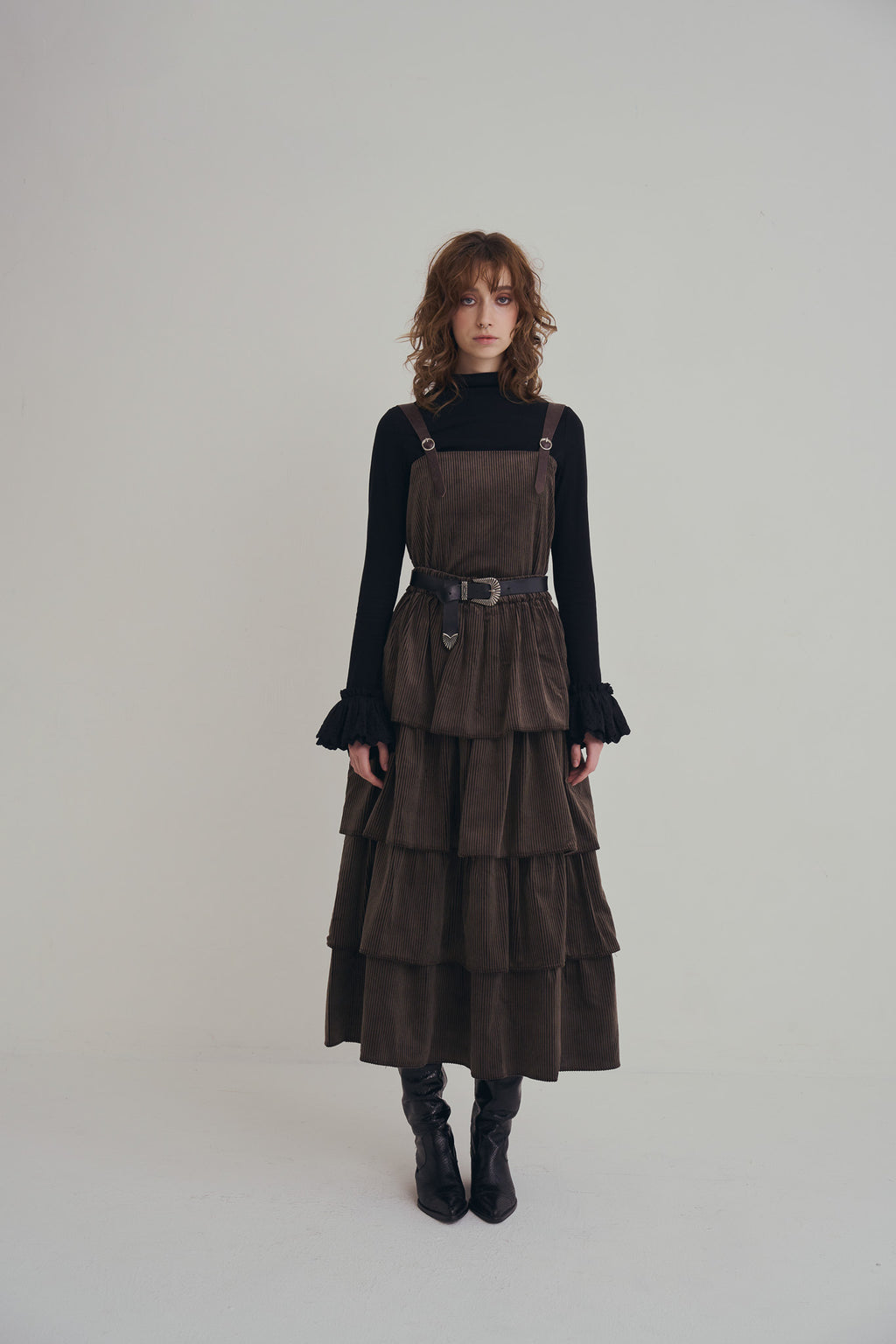 可可棕絨毛蛋糕裙