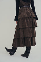 可可棕絨毛蛋糕裙