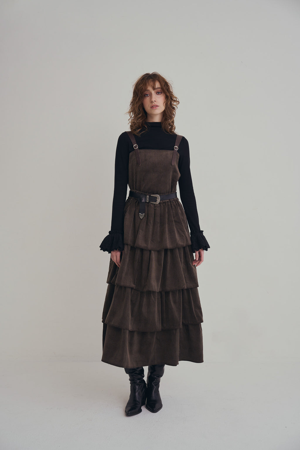 可可棕絨毛蛋糕裙