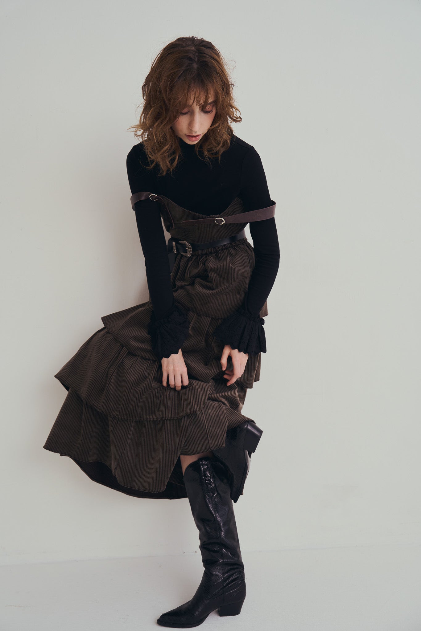 可可棕絨毛蛋糕裙