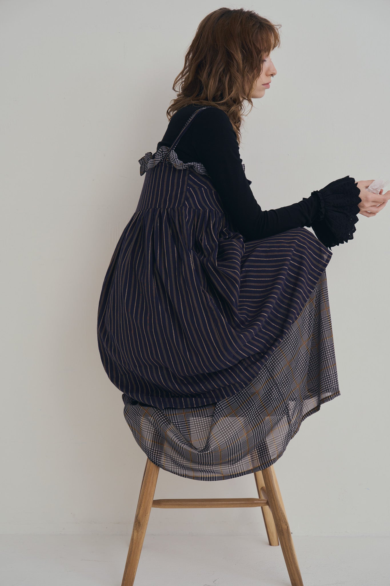 日本格紋紗紗口袋洋裝