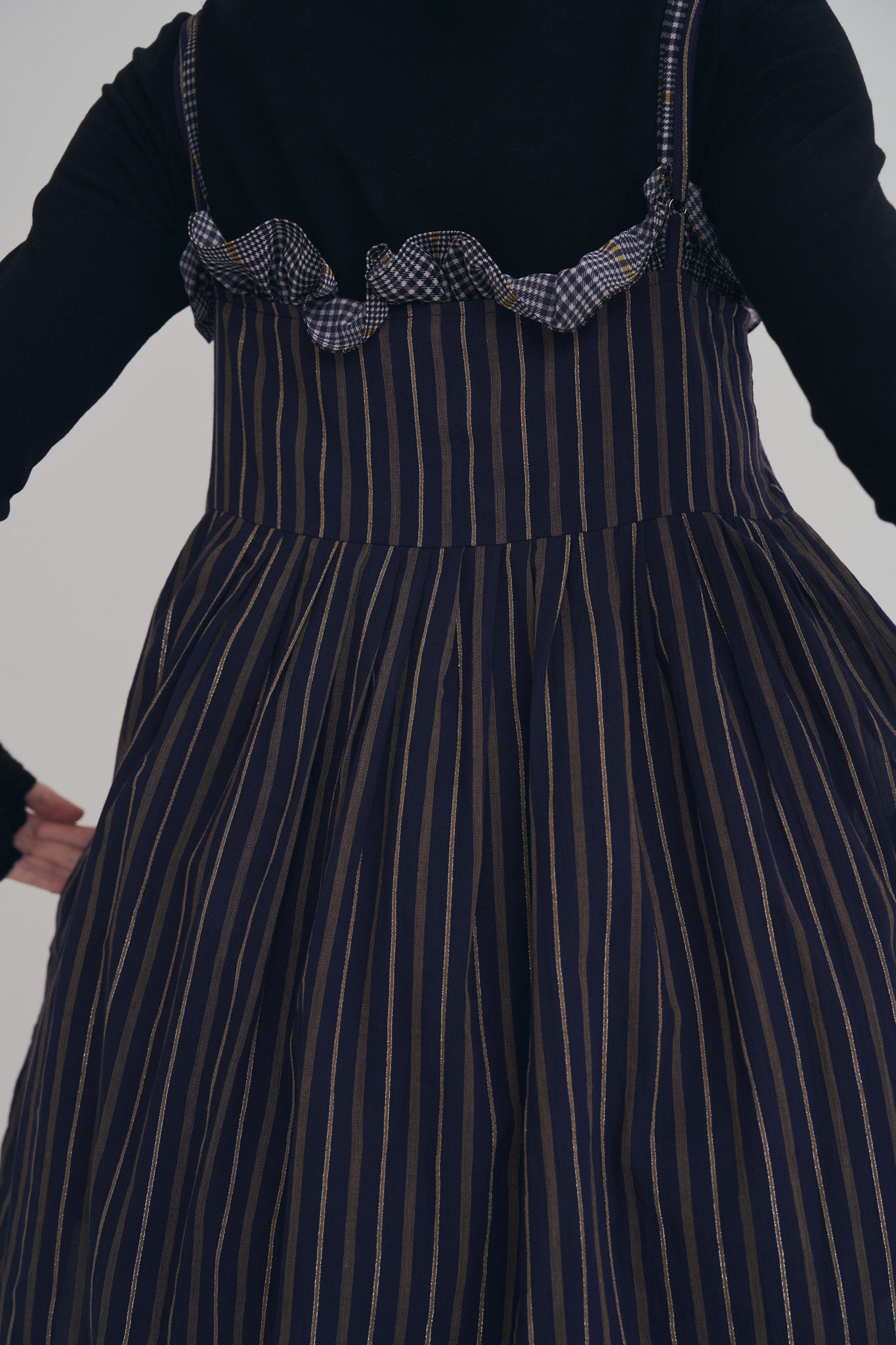 日本格紋紗紗口袋洋裝